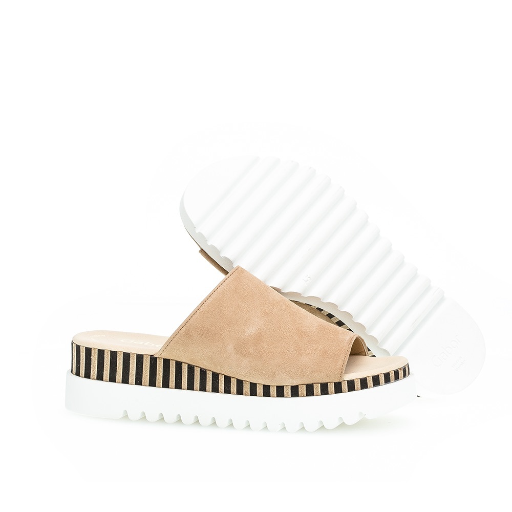 Gabor Caramel slip on platform sandal